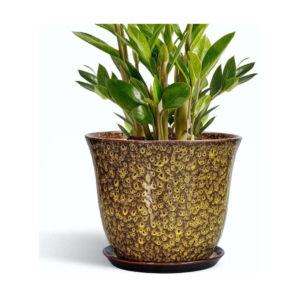 Ceramic Pots for Plants, 10 Inch Plant Pot for Indoor, Yellow