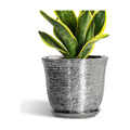 Ceramic Pots for Plants, 8 Inch Plant Pot with Drainage, Silver