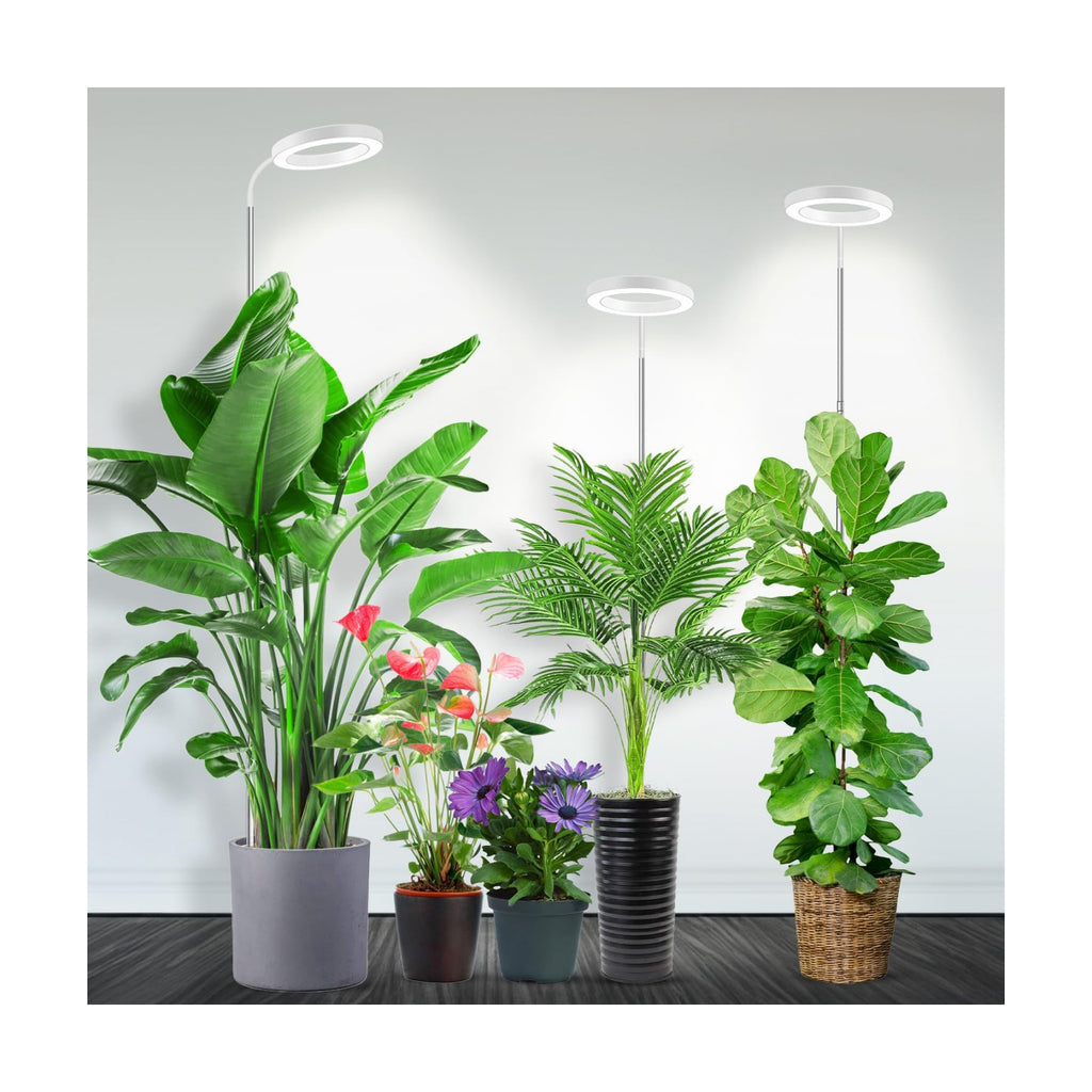 Halo Grow Light, Full Spectrum with Gooseneck, 3 Pack | 6000K Plant Light,3 Colors Modes,5 Dimmable Levels,6/12/16H