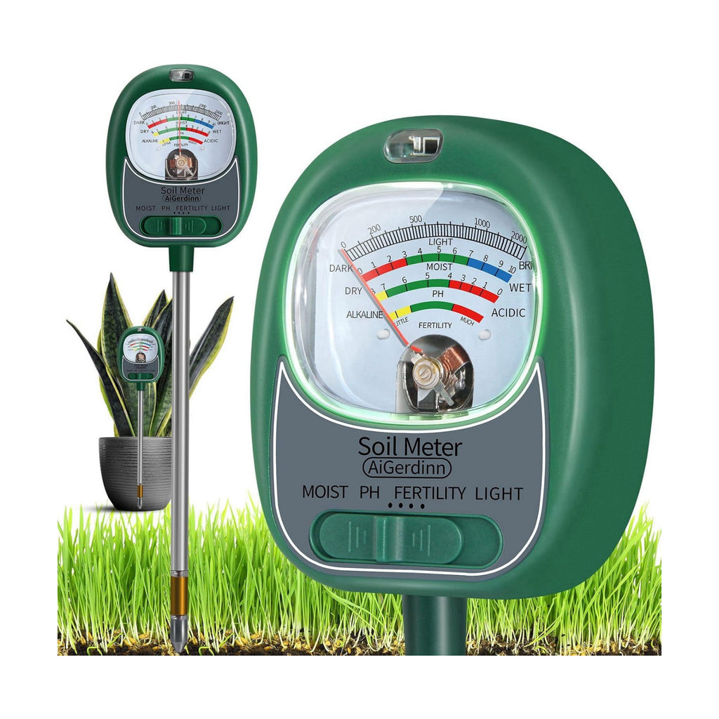 Soil Tester, Soil Moisture Meter/Soil pH Meter/Sun-Light/Fertility for Gardening, Large Dial Soil pH Tester Plant Water