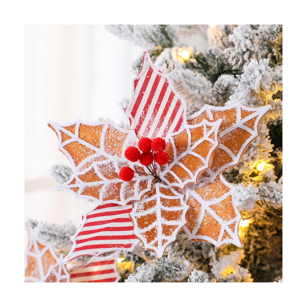 Thiccywoov 10 Pcs Large Gingerbread Poinsettia Christmas Decorations