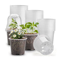 RooTrimmer 60 Pack Clear Nursery Pots with Humidity Domes, 4 Inch Plastic Plant Pots with Drainage Holes for Seedlings