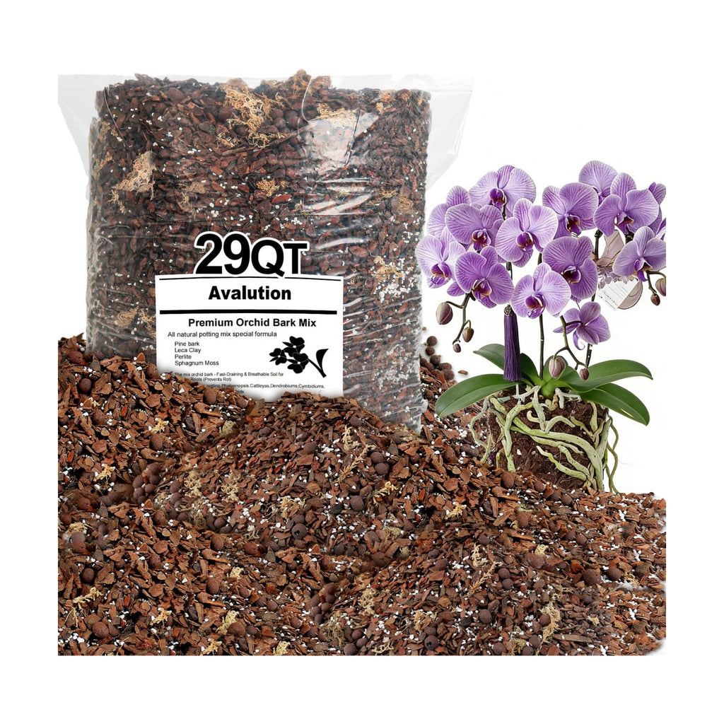 Orchid Bark Potting Mix 29 Quart, Mix Pine Bark,Perlite, Sphagnum Moss and Clay Pebbles for Plants, Orchid Garden Soil