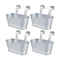 OBTANIM 4 Pack Metal Hanging Flower Pots Iron Railing Planter Outdoor Fence Hanging Pots Bucket Plant Holder with