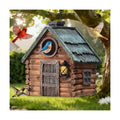 Bird Houses for Outside Real Wood-Look Resin Bird House with Hanging Chain – Waterproof & Durable Forest Birdhouses for