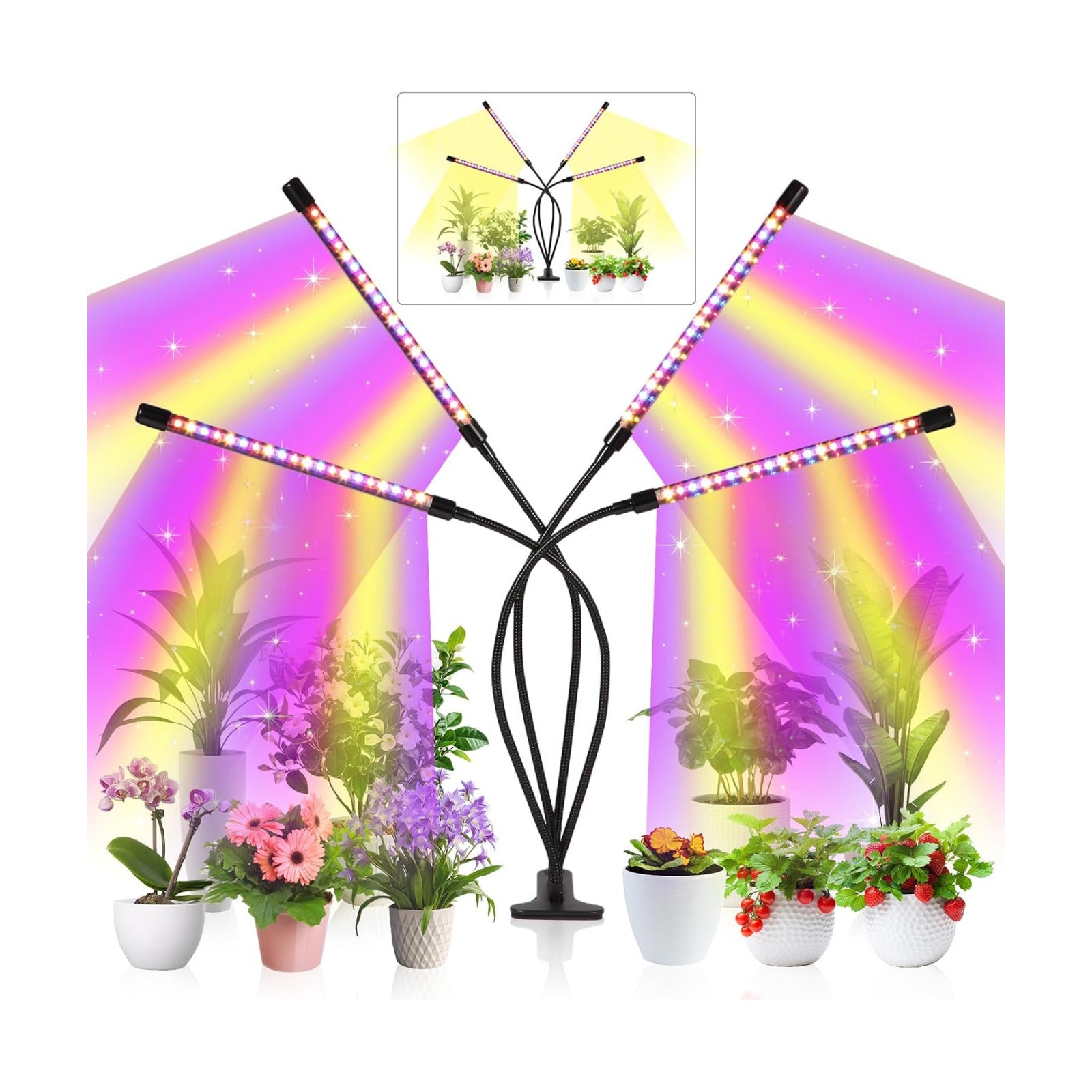 Grow Lights for Indoor Plants,80 LED Plant Lights with Full Spectrum & Red Blue Spectrum, 10 Dimmable Level, 3/9/12H