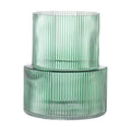 Green Glass Vase, Ribbed Glass Vase for Tulips, Flower Vases for Bouquet, Green Modern Vases for Living Room, Dining Table, Entryway, Mantle, Shelf, Wedding, Office, 7.5 Inches