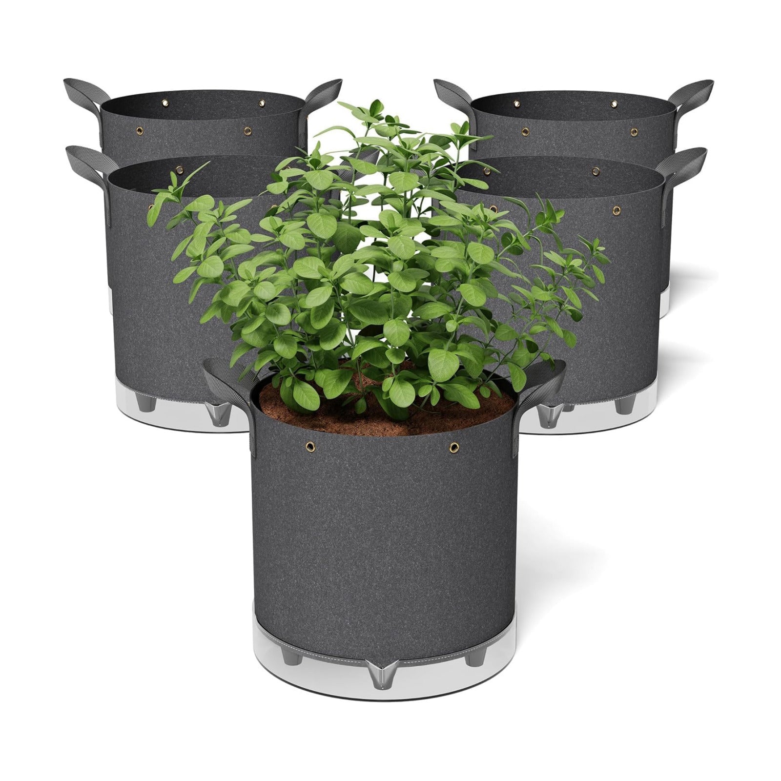 Patigrow Self-Watering Grow Bags, 5-Pack 3 Gallon 420G Thick Nonwoven Fabric Pots with Reinforced Handles and