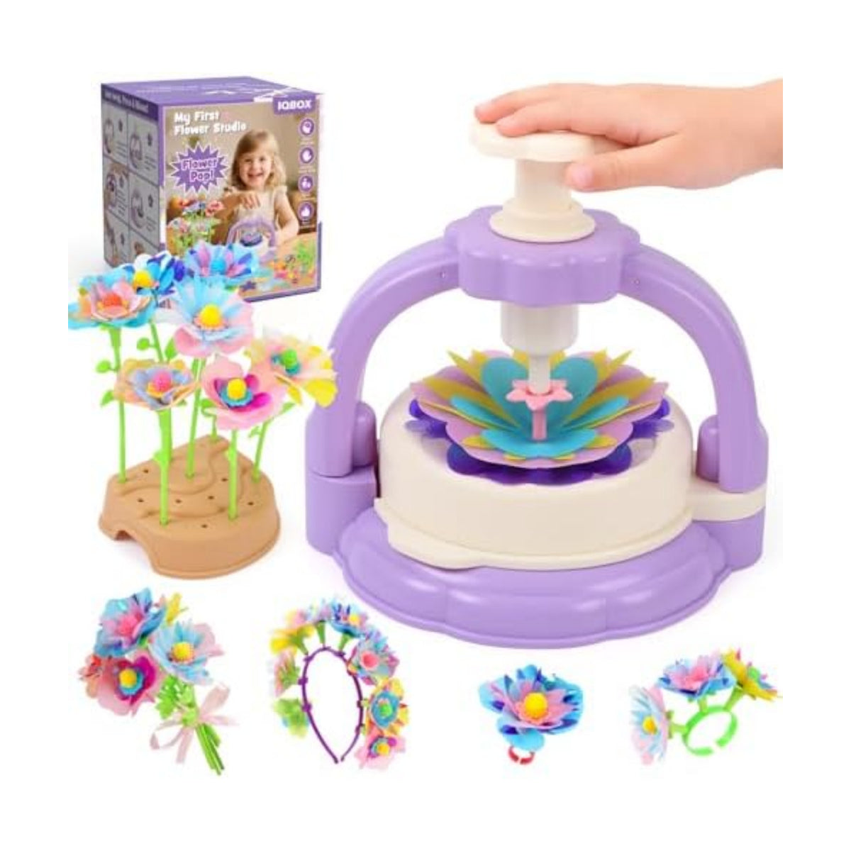 IQBOX Craft Kits Toys for 4 5 6 7 8 Year Old Girls Trendy Flower Making Kit