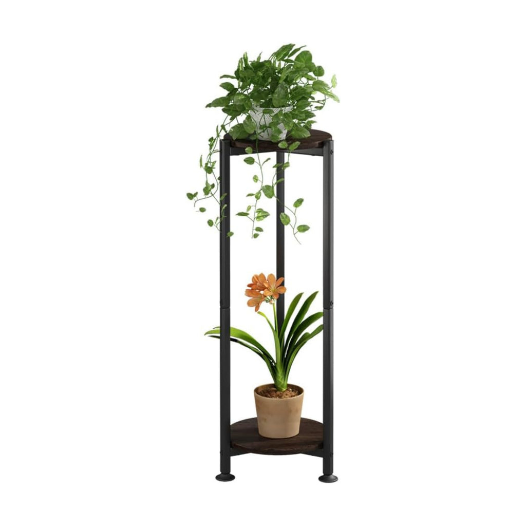 2 Tier Plant Stand Indoor Corner Tall Round Shape Plant Shelf | Modern Metal MDF board Flower Storage,Suitable tight