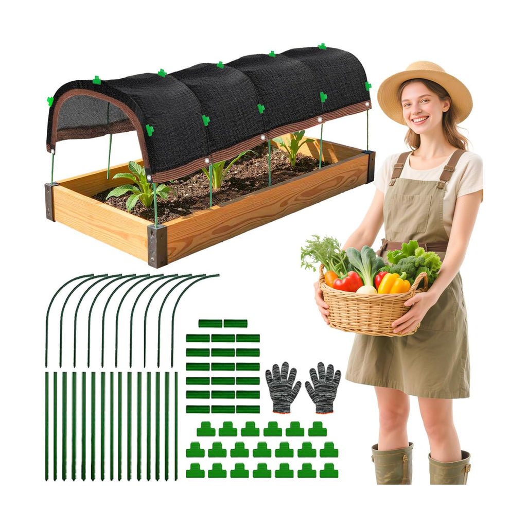 2026 Upgraded Garden Shade Cloth Kit 78.7"x59" Garden Shade Cloth for Plants Heat Protection with 5 Sets Garden Hoops