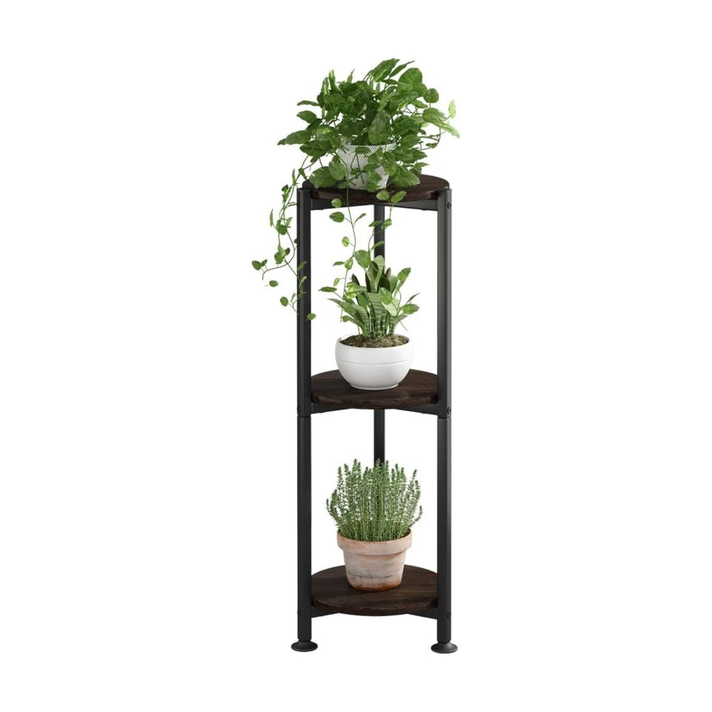 3 Tier Plant Stand Indoor Corner Tall Round Shape Plant Shelf | Modern Metal MDF board Flower Storage,Suitable tight