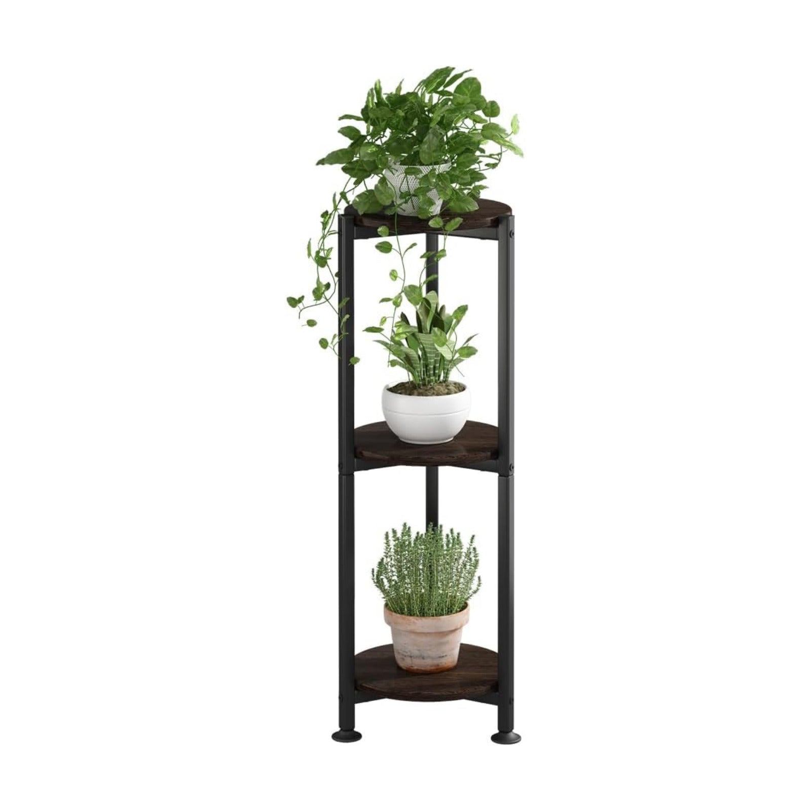 3 Tier Plant Stand Indoor Corner Tall Round Shape Plant Shelf | Modern Metal MDF board Flower Storage,Suitable tight