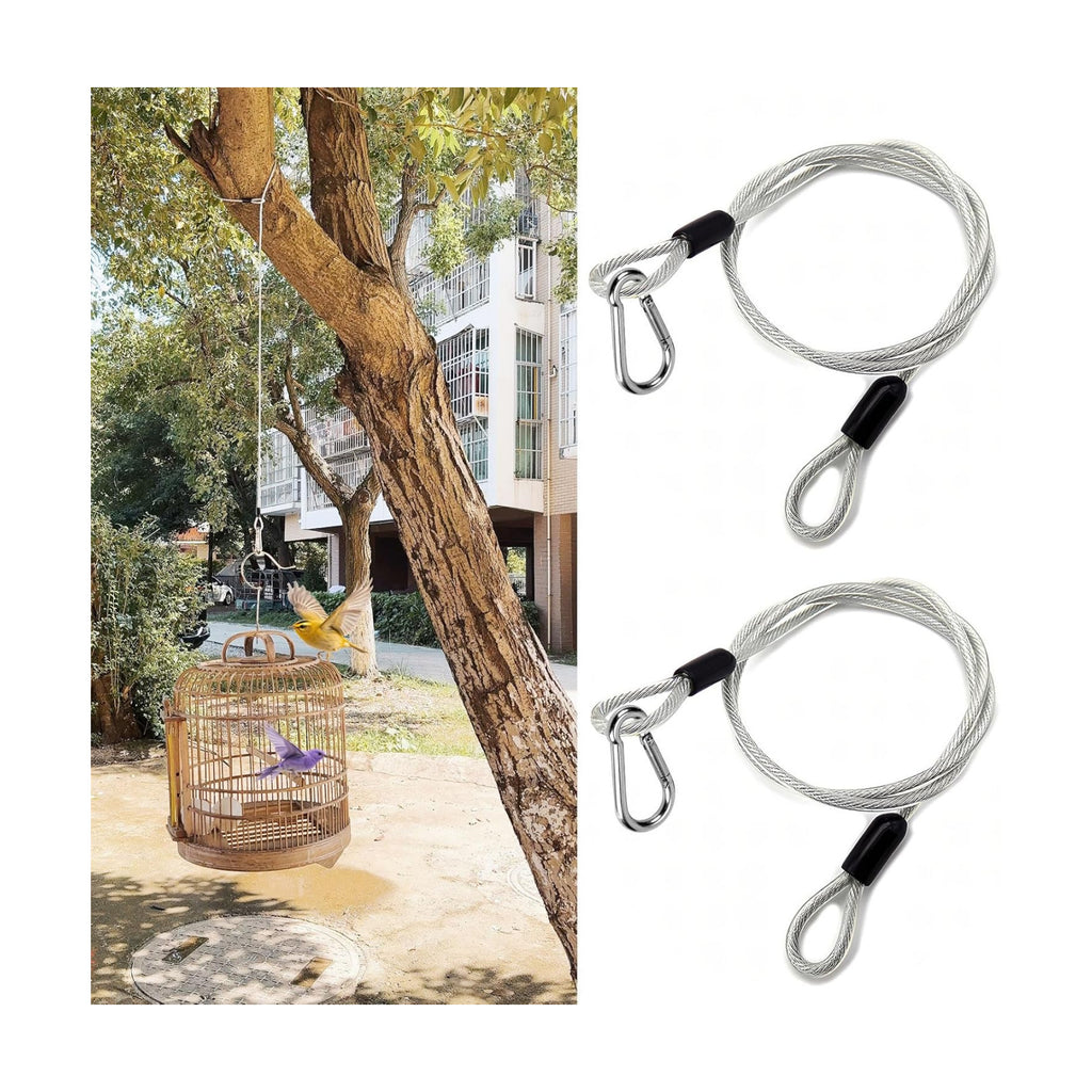 2 Pcs 80 Inch Premium Bird Feeder Hanger for Tree with Carabiner Clip，Flexible Stainless Steel Hanging Cables Chain Wire for Bird Feeders and Birdhouses，Baths, Planters，Baskets，Suet，Outdoor Camping