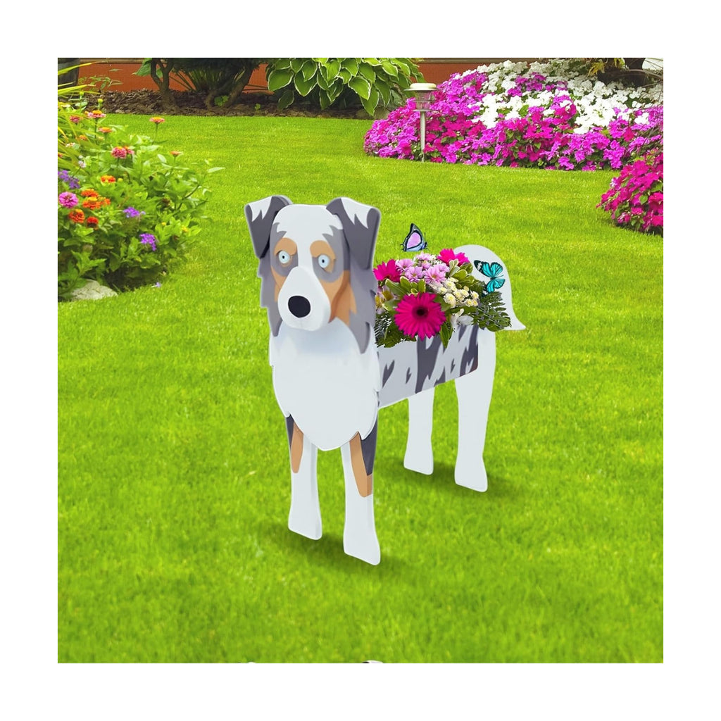 Australian Shepherd Dog Planter Pots, Animal Shaped Flower Pot | Cute Plant Gift for Women and Pet Lovers, Indoor