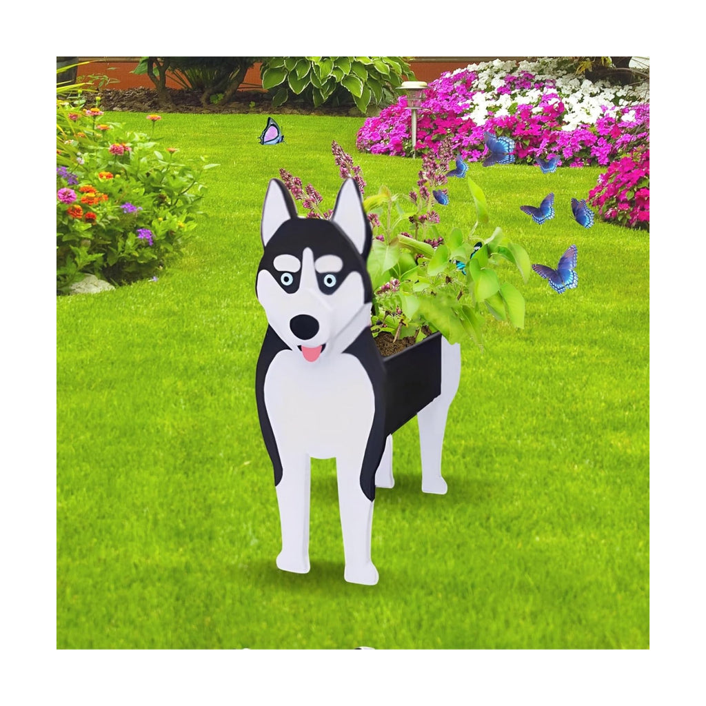Siberian Husky Dog Planter Pots, Animal Shaped Flower Pot | Large Cute Plant Gift for Women and Pet Lovers, Indoor