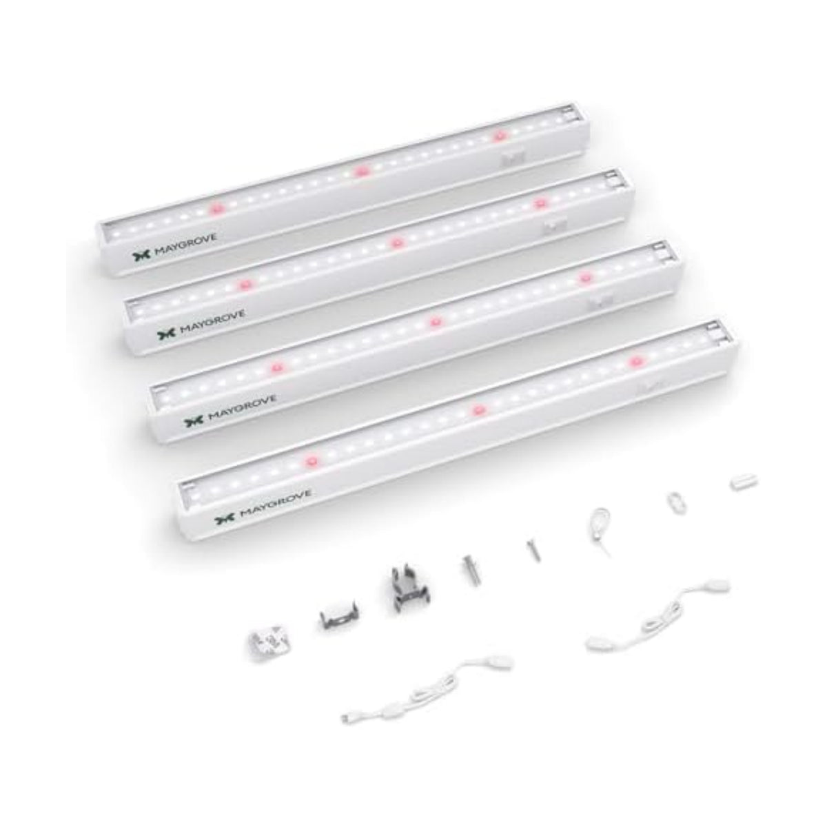 Maygrove T5 Grow Lights for Indoor Plants 1FT, Red-Enhanced Full Spectrum 5000K Grow Light, 28W(4 x 7W), Grow Light Strips for Seed Starting, Greenhouse, High PPFD, Linkable, White, 4-Pack