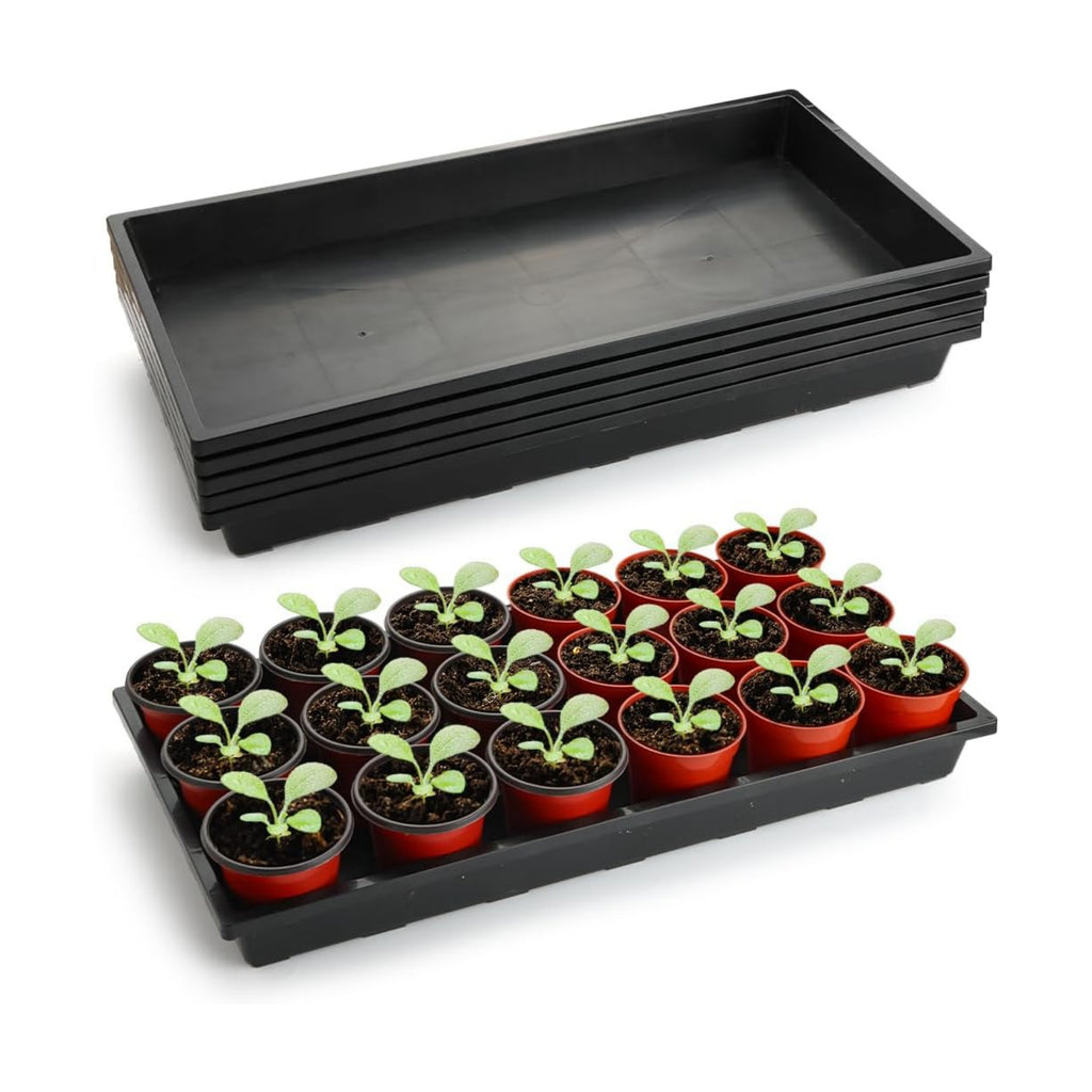 RooTrimmer 1020 Nursery Pot Trays 5 Pack, Plastic Flat Seed Starter Tray, Reusable Seedling Starting Tray for Holding