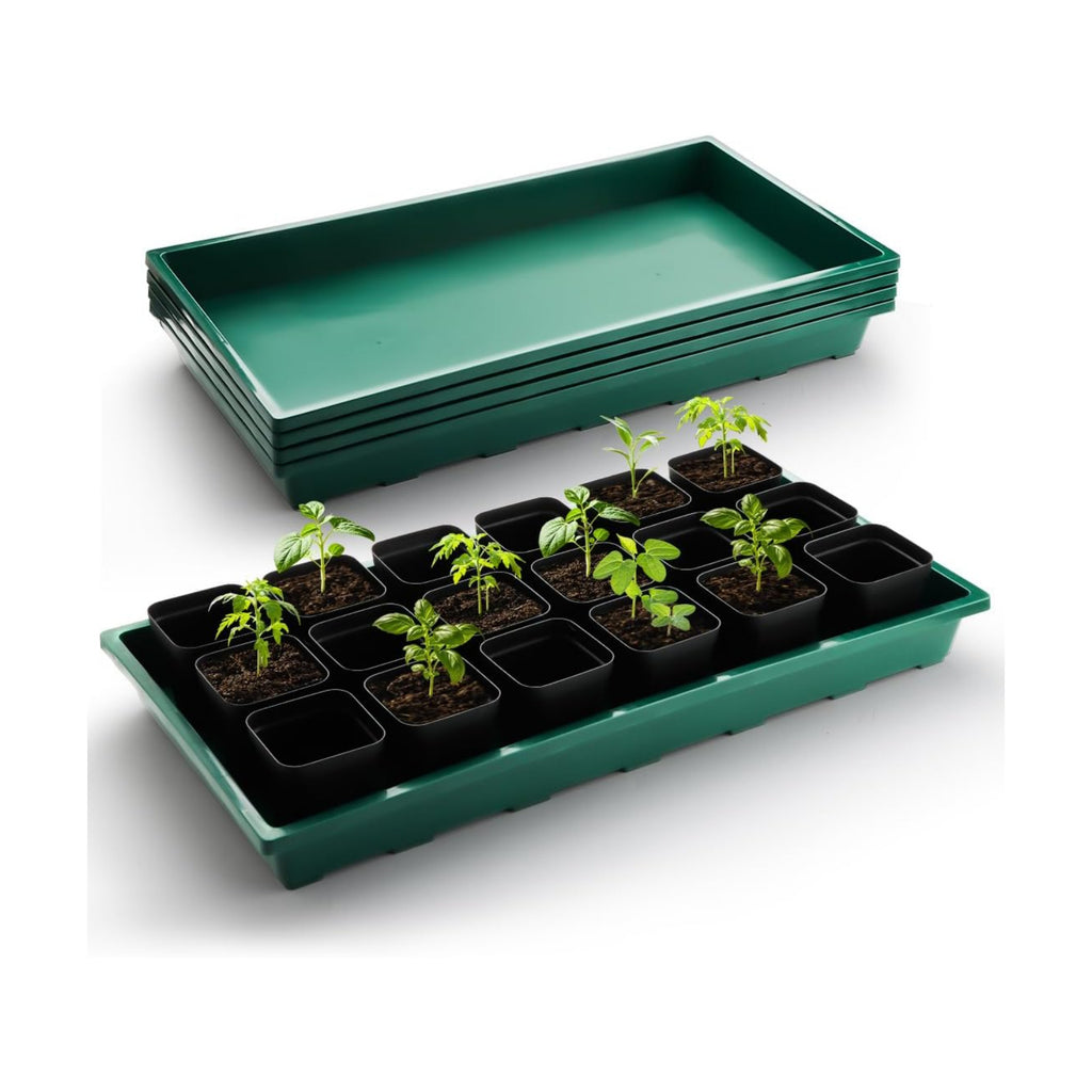 RooTrimmer 1020 Nursery Pots Trays 5 Pack, Plastic Flat Seed Starter Trays, Durable Seedling Potting Tray for Carrying