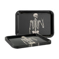 Whaline 3Pcs Halloween Serving Trays Black Skeleton Plastic Platter Serving Dishes Reusable Trays for Party Sharing Snack Fruit Dessert Supplies, 10 x 13 Inch