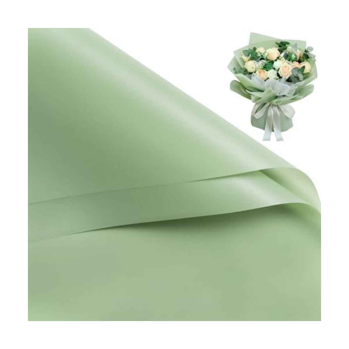 RUSPEPA 20 Sheets Flower Wrapping Paper, Pure Light Green Waterproof Floral Bouquet Wrapping Paper, Florist Supplies Packaging for Birthday, Party, Wedding and DIY Crafts