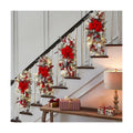 Christmas Swag Wreath for Staircase, Christmas GlitterTeardrop Decorations with Bow Swag Trim for Front Door Wall Window Indoor Outdoor (Red, 45cm*20cm)