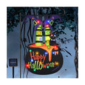 Halloween Lighted Garden Flag 12"x18" – Witch Legs in Cauldron Shape with LED Lights, 8 Lighting Modes, Double Sided Yard Decoration with Solar Panel and Stake for Outdoor Lawn Porch