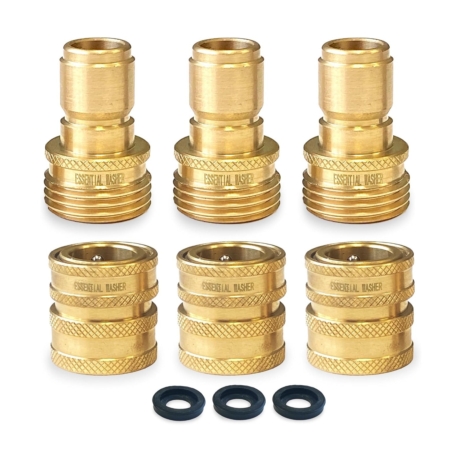 ¾” Brass Garden Hose Quick Connect Fittings | Plug & Coupler Set of 3