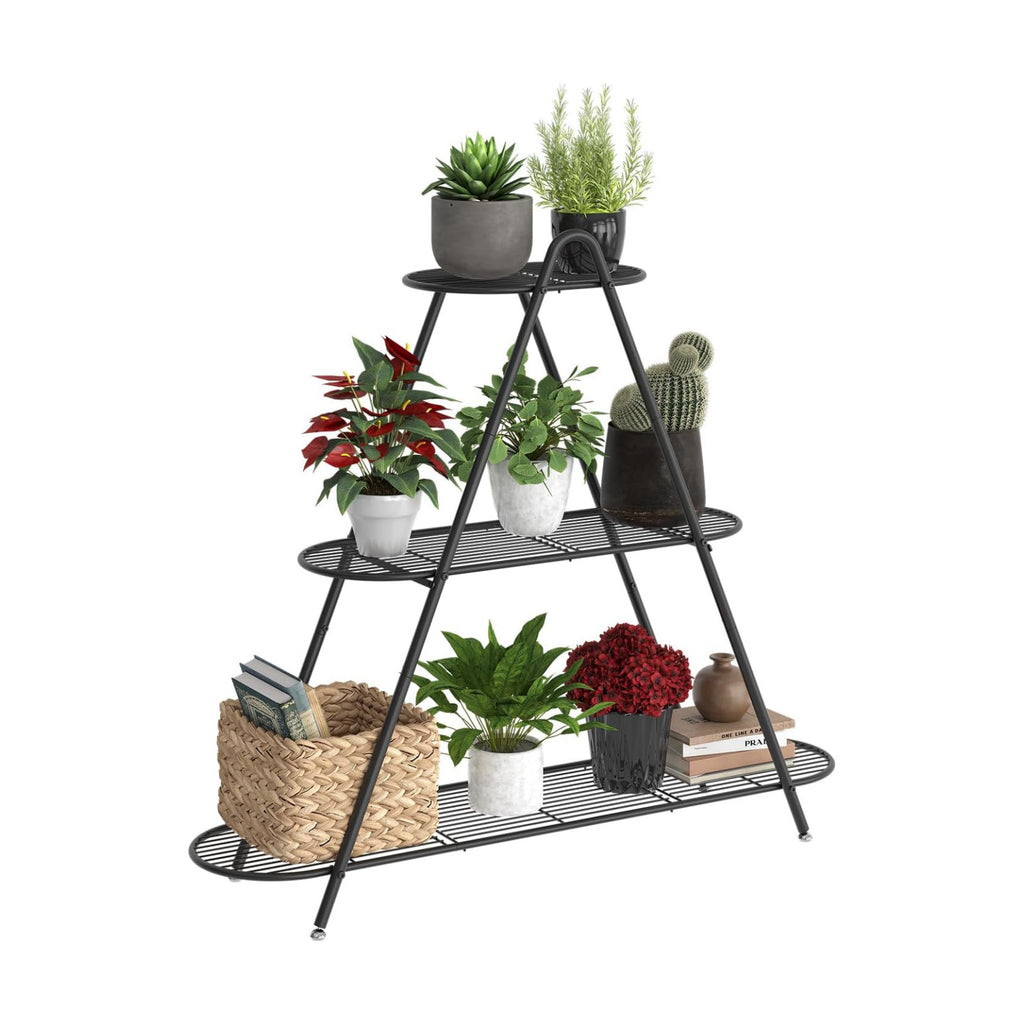 Plant Stand for Patio, 3-Tier Metal Plant Shelf–Indoor/Outdoor Display Rack for Multiple Pots, Heavy Duty Plants