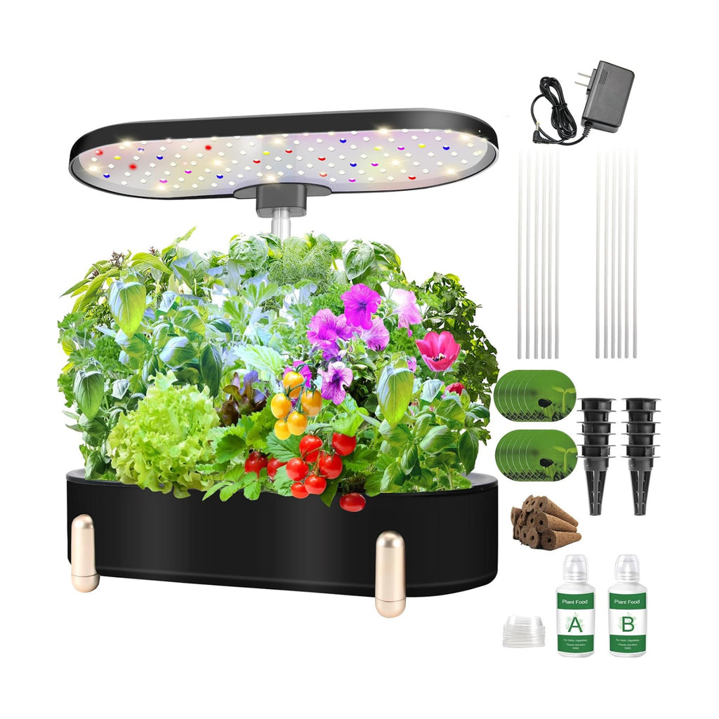 Hydroponics Growing System Indoor Garden:12 Pods Plant Kit Aeroponic Herb Vegetable Growth Lamp Countertop with LED