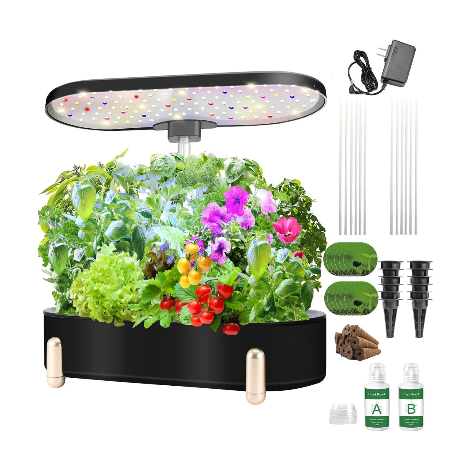 Hydroponics Growing System Indoor Garden:12 Pods Plant Kit Aeroponic Herb Vegetable Growth Lamp Countertop with LED
