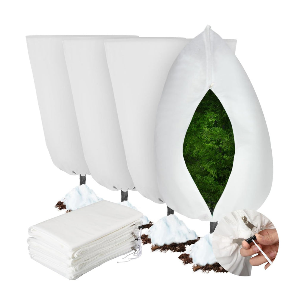4 Pcs Plant Covers Freeze Protection 35.4" x 59" Winter Frost Blankets for Outdoor Plants with Zipper Drawstring Frost