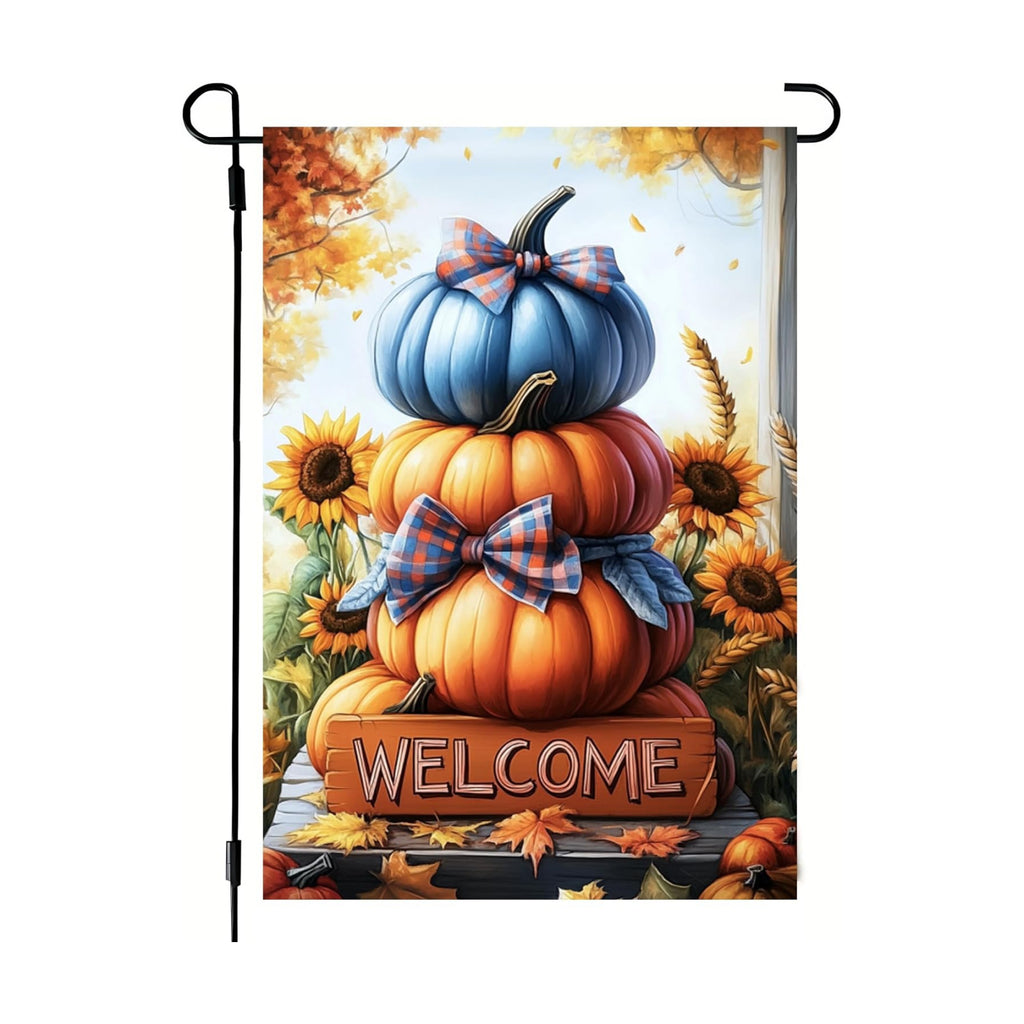 Fall Pumpkin Welcome Garden Flags 12x18 Double Sided Outside Decor