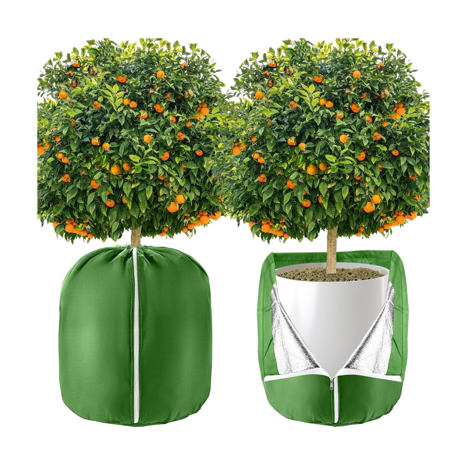 2 Pcs Large Plant Pot Covers for Winter Potted Plant Freeze Protection Cover Frost Jacket with Zipper Drawstring to