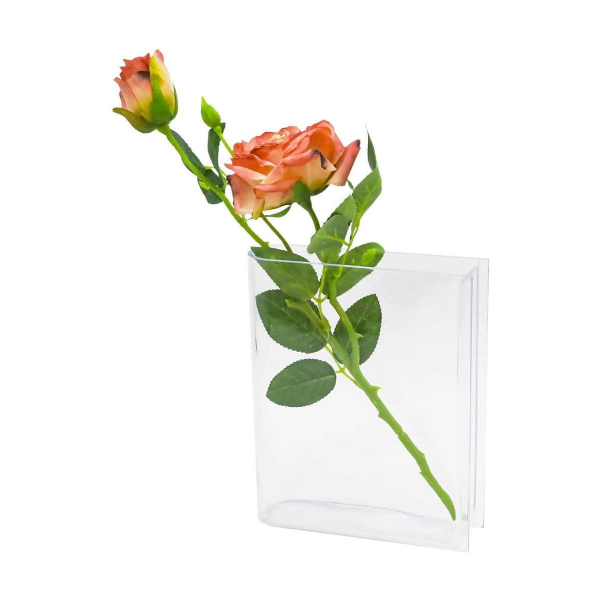 Wordless Clear Acrylic Book-Shaped Flower Vase Desk Bookshelf Decor