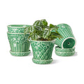 Metahom Ceramic Plant Pots, 4.9 Inch Flower Pots with Drainage Hole & Saucer, Decorative Planter Pots for Indoor