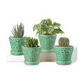 Metahom Succulent Ceramic Pots, 3.8 Inch Small Plant Pots with Drainage Hole & Saucer, Flower Planter Pot for Indoor