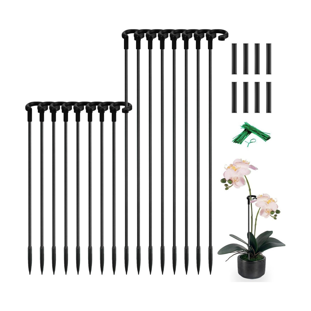 Orchid Sticks 17 inch &11 inch SupKing 16Pcs Plant Stakes with Clips for Support Small Short Plants,Garden Stakes Support Poles Rods Suit for Potted Plants Flowers Seedling (Black)