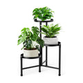 3 Tier Corner Plant Stand Indoor Outdoor, Metal, 10 Inch Wide Tray, Black | 30 In Tall Folding Flower Pot Holder