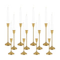 Candlestick Holders 4 Sets(12 Pcs), Brass Gold Candle Holders with Anti-Slip Pad, Metal Taper Candle Holder, Candle Holder for Wedding Fireplace Mantel Housewarming Gift