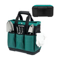 GRENPRO Heavy Duty Garden Tool Bag, Molded Bottom, 10 Pockets, Dark Green | Reinforced garden organizer tote stands