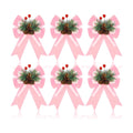 Syhood 6 Pcs Christmas Bows Xmas Velvet Bows Tree Decor, Pink