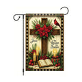 Christmas Garden Flag Jesus Is The Reason for the Season Cross Bible Poinsettia 12x18 Inch Double Sided Outdoor Yard Banner for Religious Christian Nativity Winter Holiday Decoration