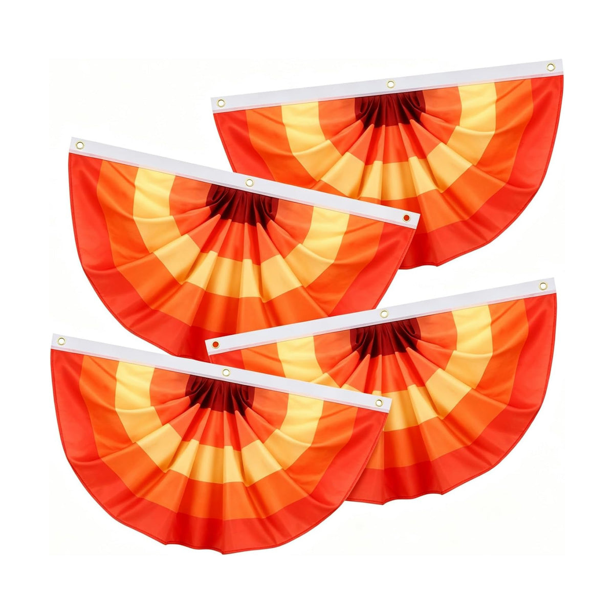 Augshy 4Pcs Fall Bunting Fan Flags, Thanksgiving Orange Yellow Brown Banner