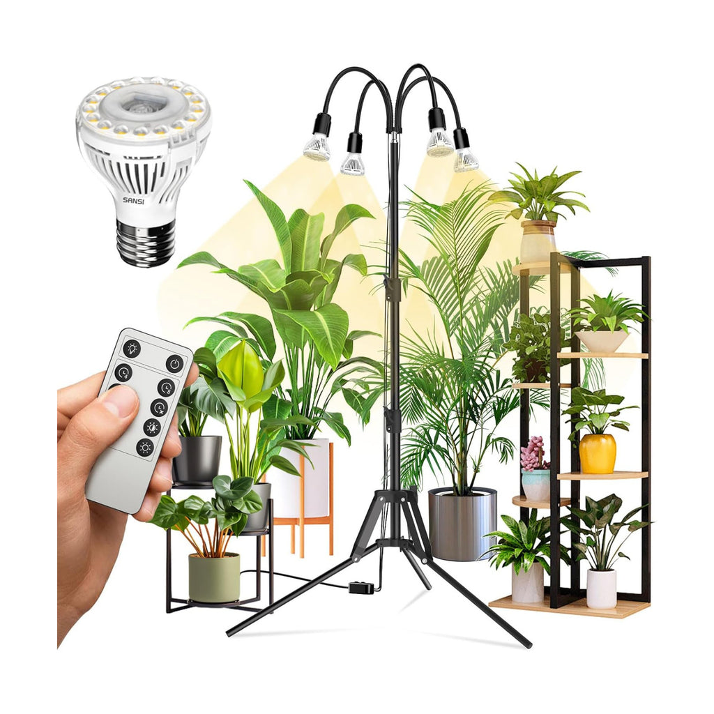 SANSI Grow Lights for Indoor Plants, 40W Plant Lights for Indoor Growing | Dimmable 4 Head 35"-64" Adjustable Tripod