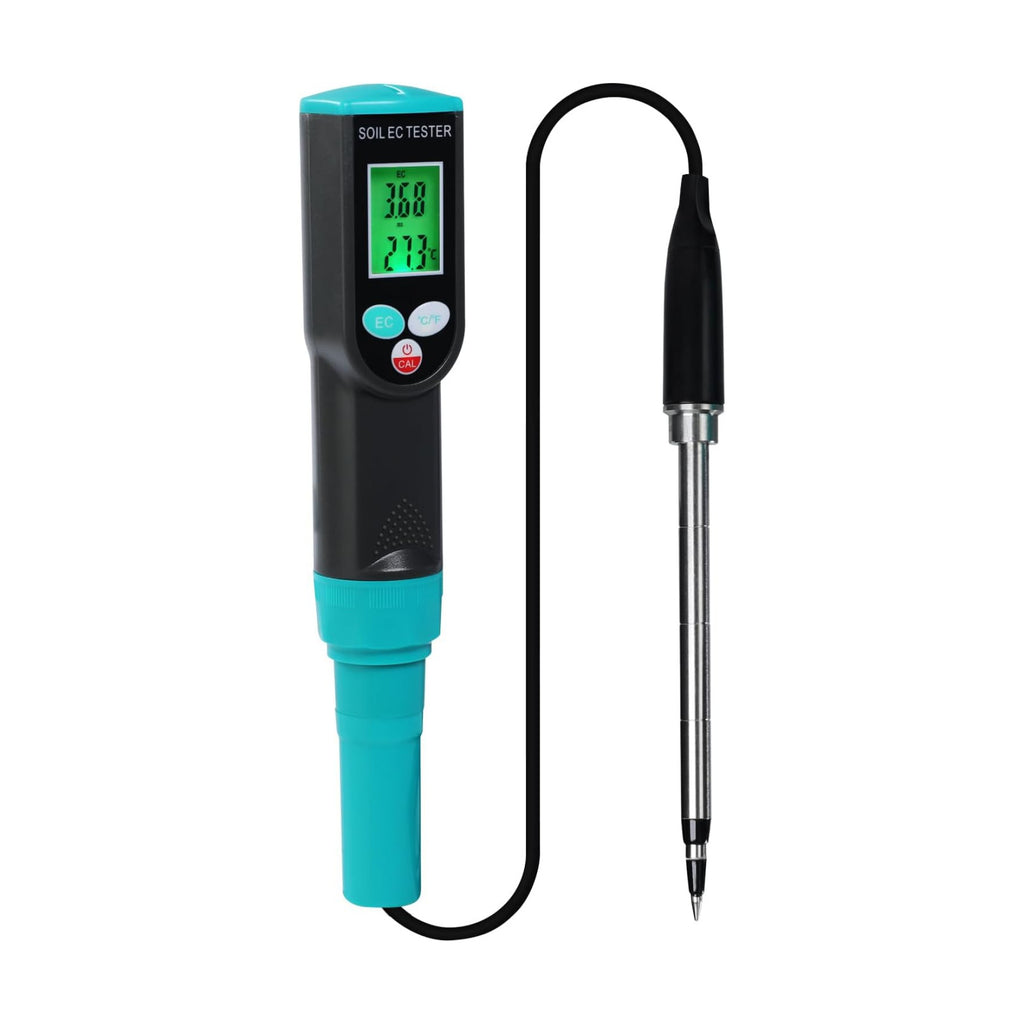 Soil EC & Temperature Meter, 2-in-1 Waterproof Digital Soil Tester with ATC, High Accuracy EC Sensor for Soil