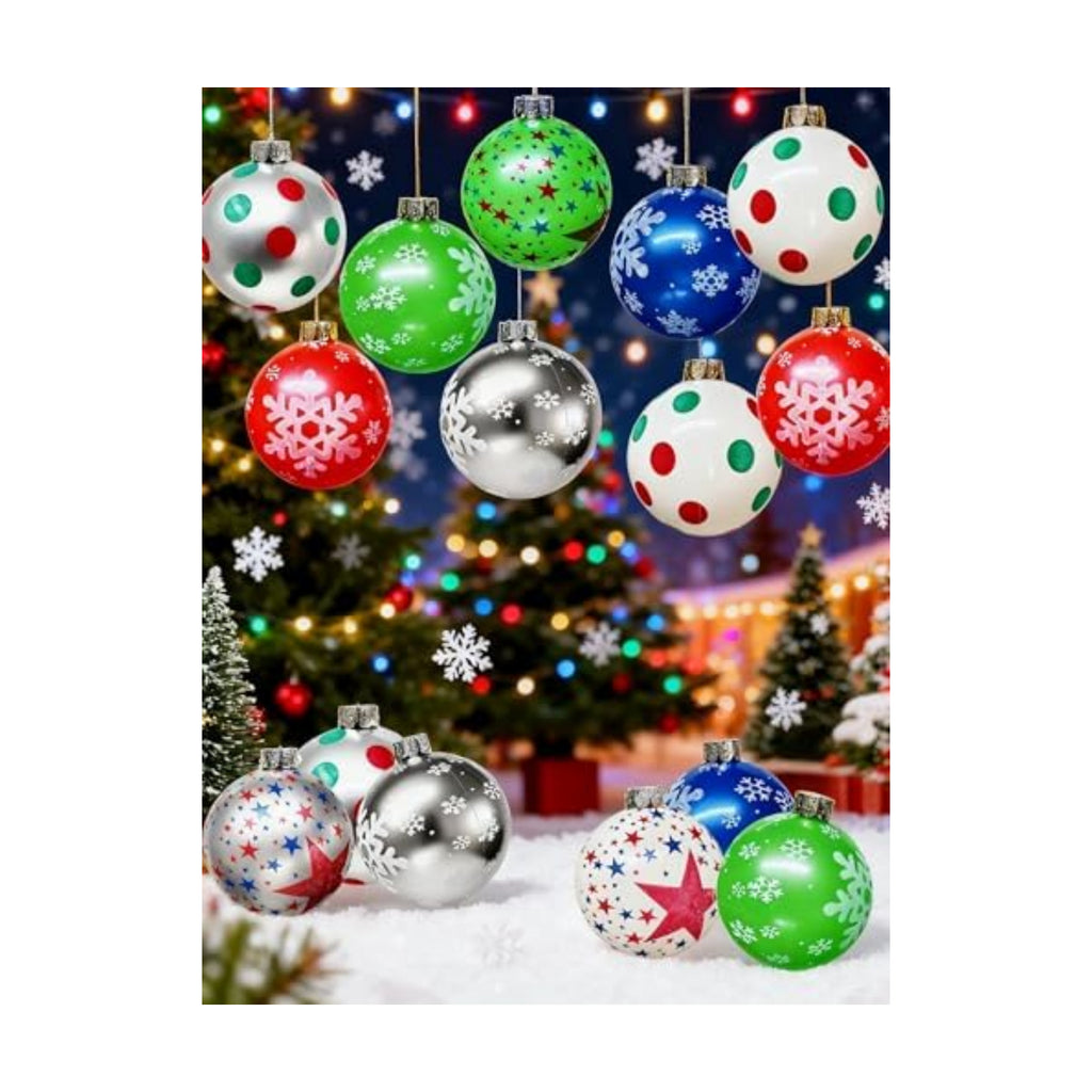 9'' Inflatable Christmas Ornaments Balls, Holiday Party Decorations