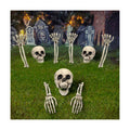 Chunful 9 Pcs Halloween Skeleton Stakes Decoration, Skull Head Arms, White
