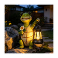 Solar Turtle Garden Statue, Resin Figurine with Hanging Solar Lantern Outdoor Statues for Patio (Turtle 1)
