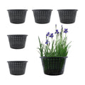 SnowTing 6 PCS 8.3'' Round Hydroponic Baskets, Large Black Plastic Aquatic Plant Mesh Net Pot, Pond Slotted Baskets